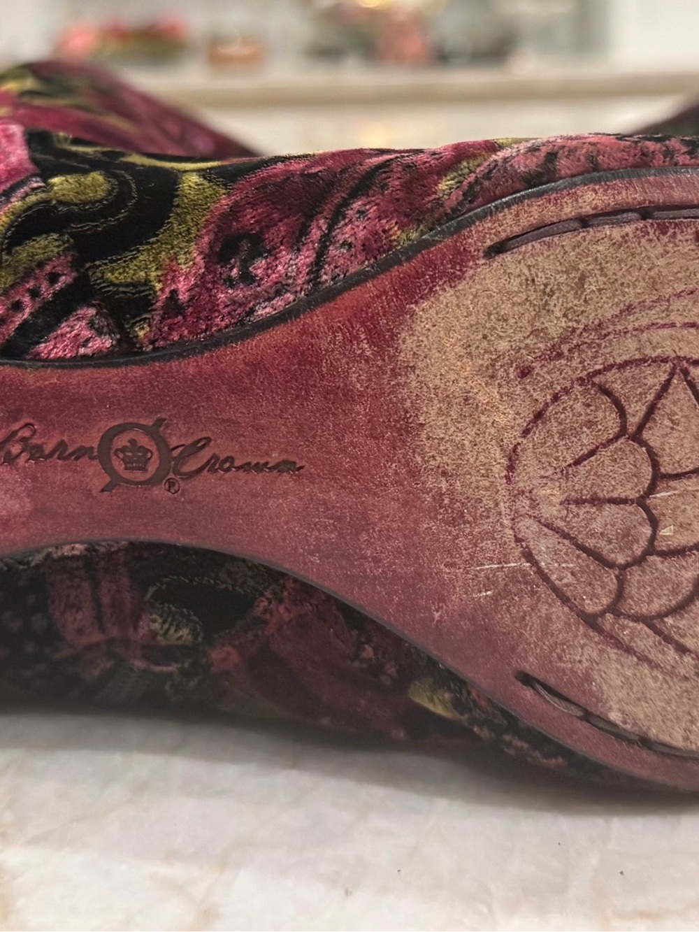 Born Velvet Paisley Over-the-Knee Boots - Pink and Black - Picture 11 of 17